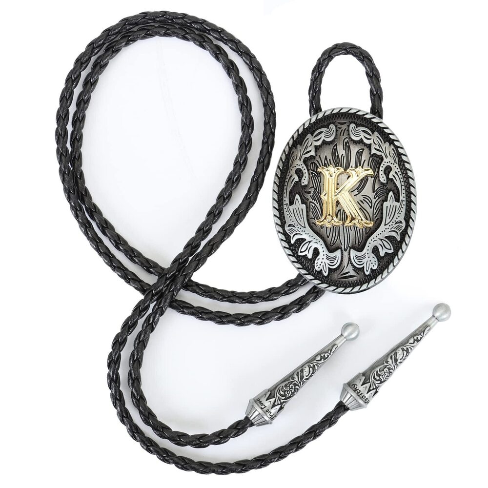 5900 Bolo Tie - Western Bolo Ties Alphabet Letter ABCDJMR to Z - Western